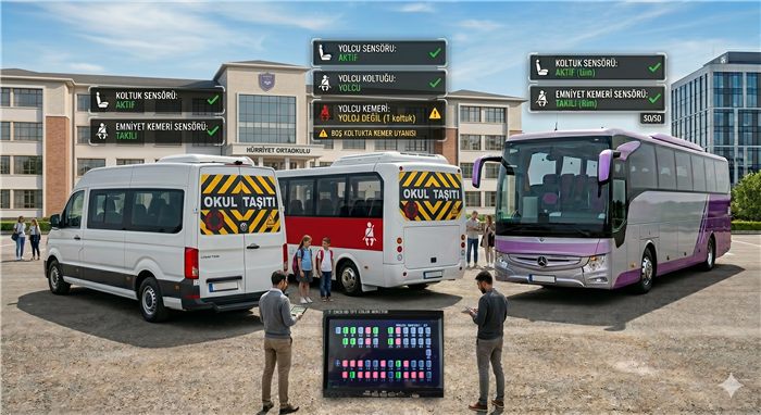 Seat occupancy sensor system for minibuses, midibuses and buses